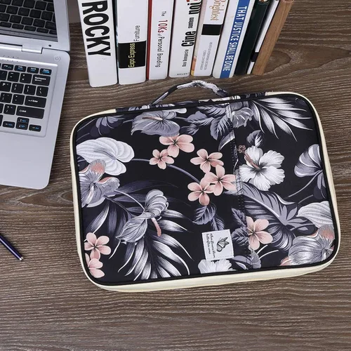 Vista 2 de JAKAGO Cartera de viaje A4 multifuncional organizador de documentos con cremallera para suministros de oficina (blanco mora)