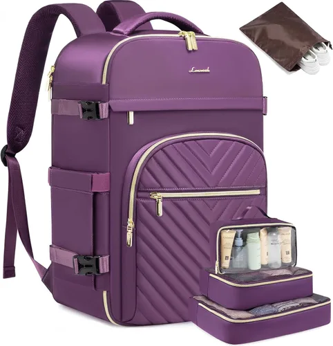 Vista 12 de LOVEVOOK Mochila de viaje para mujeres y hombres, bolsa de viaje para artículos personales de la TSA para laptop de 17.3 pulgadas aprobada por