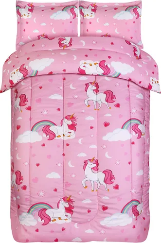 Vista 7 de Utopia Bedding - Juego de edredón de unicornio para todas las estaciones con 2 fundas de almohada, juego de cama de 3 piezas de microfibra cepillada