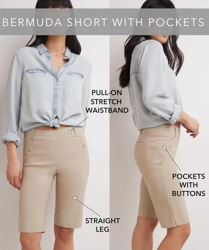 Vista 4 de Rekucci, bermudas modernas con bolsillos para mujer