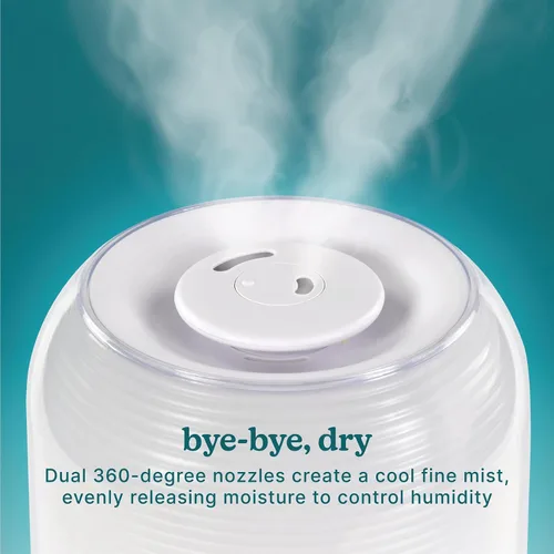 Vista 5 de Homedics Humidificador ultrasónico de niebla fría, tanque de agua de llenado superior de 3 litros, cubre 395 pies cuadrados, tiempo