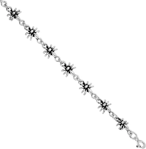 Vista 2 de Pulsera delicada de plata de ley con forma de araña para mujeres y niñas, 316 de ancho, 7.5 pulgadas de largo, Plata de ley, Sin gemas.