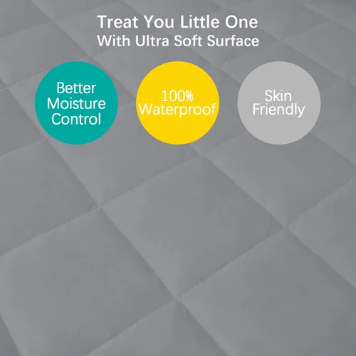 Vista 4 de Pack and Play - Juego de 2 fundas protectoras de colchón impermeables Quilted 39”x27” Noiseless Compatible with Graco Pack n Play & Dream On Me &