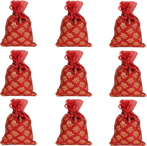 Vista 33 de Touchstone Preciosas bolsas de regalo reutilizables, respetuosas con el medio ambiente, brocado de cachemira con cordón grande para cumpleaños
