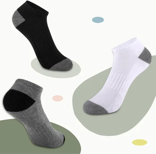Vista 4 de Comfoex 12 pares de calcetines para niños de 4-6, 6-8, 8-10 años, calcetines deportivos de corte bajo para niños, calcetines cortos medio acolchados