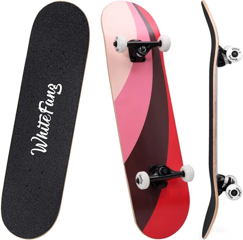 Vista 8 de WhiteFang Patinetas para principiantes, patineta completa de 31 x 7.88 pulgadas, 7 capas de arce canadiense con doble kick cóncavo estándar y Arrow