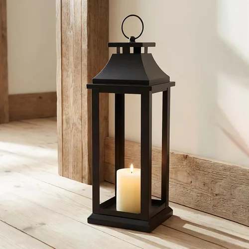 Vista 6 de Portavelas moderno de estilo rústico negro – Linterna decorativa de 18