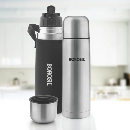Vista 2 de Botella de agua aislada de 34 onzas, doble pared aislada al vacío con funda de transporte, a prueba de fugas, botellas de agua de acero inoxidable