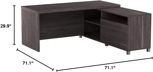 Vista 3 de Bestar Pro-Linea - Escritorio de oficina en forma de L, 72 W, color gris ladrido