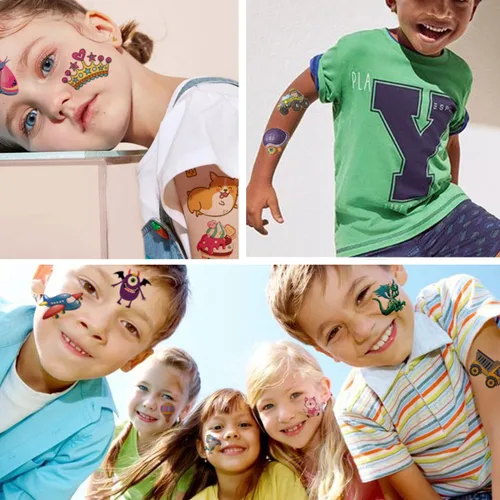 Vista 6 de CHARLENT 204 tatuajes temporales envueltos individualmente para niños, divertidos tatuajes para niños y niñas, regalos de fiesta de cumpleaños