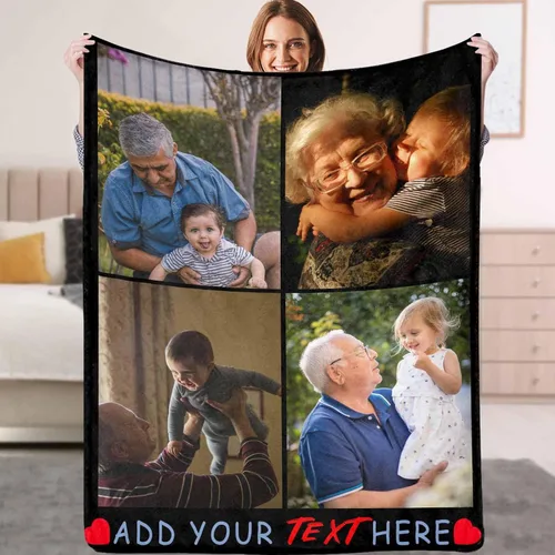 Vista 12 de YESCUSTOM Manta de fotos personalizada con tus fotos y textos, fabricada en Estados Unidos, regalo para esposas amigas para vacaciones, cumpleaños