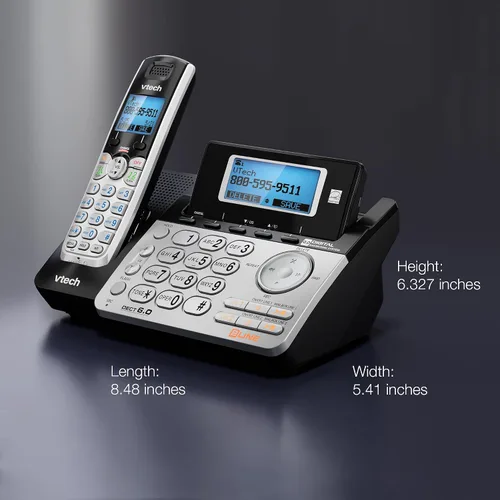 Vista 13 de VTech teléfono inalámbrico de 2 líneas para pequeñas empresas o hogar con sistema de contestador y buzón en cada línea, identificador