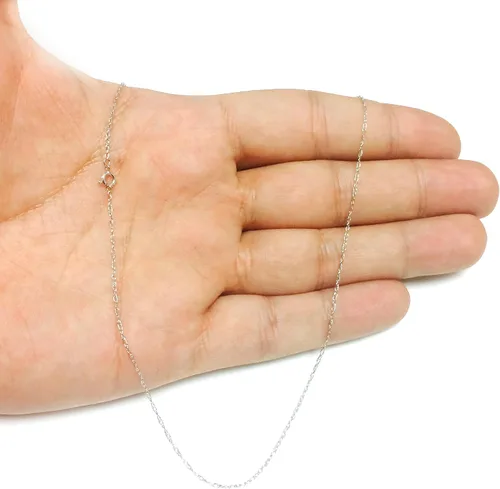 Vista 6 de Jewelry Affairs 14k White Gold Rope Chain Necklace, 0.7mm