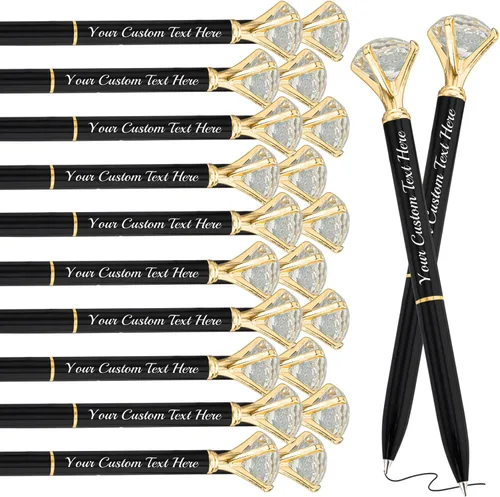 Vista 23 de Bolígrafos de diamante con cristal personalizado con nombre grabado a granel, bolígrafos de metal personalizados, bolígrafos de tinta negra, regalo