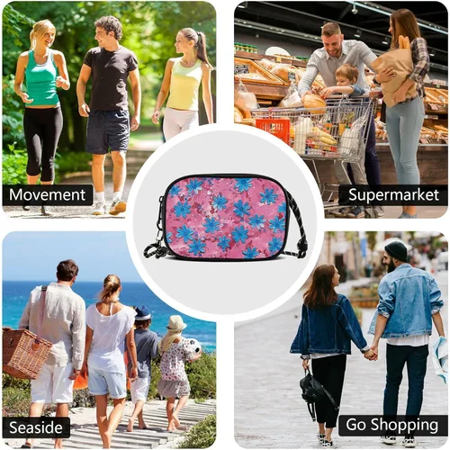 Vista 7 de Oil Painting with Retro Blue Flowers Cute Crossbody Bags Men Comfort with Credit Card Slots Messenger Bag Crossbody Go shopping bolso manos libres