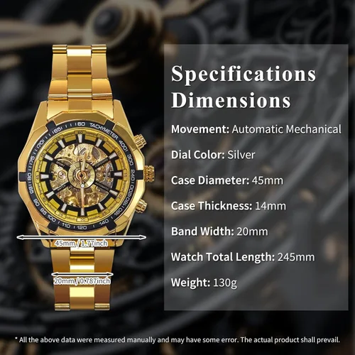 Vista 16 de Gute Relojes para hombre, esqueleto mecánico, de acero inoxidable, impermeable, automático, reloj de pulsera steampunk con esfera X de lujo