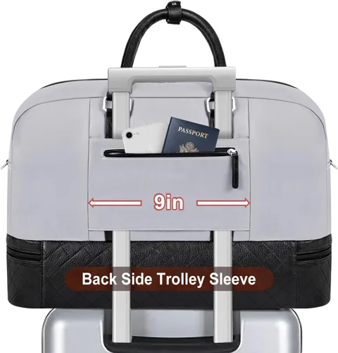 Vista 82 de IBFUN Bolsas de fin de semana para mujer, bolsa grande de lona para viaje, bolsa de viaje con compartimento para zapatos, 21 pulgadas, juego de 3