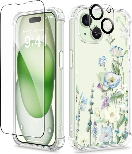 Vista 108 de GVIEWIN - Funda para iPhone 11 con protector de pantalla + protector de lente de cámara, cubierta protectora transparente suave de poliuretano