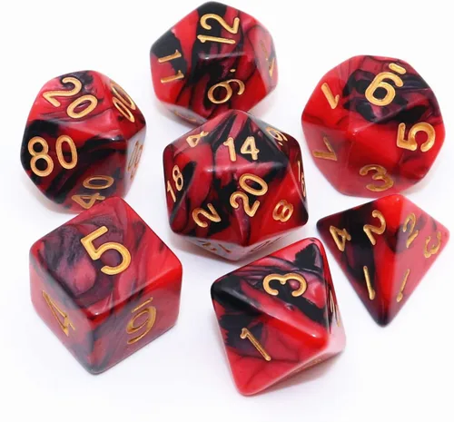 Vista 17 de DND - Juego de dados de nebulosa negra mezcla azul oscuro para Dungeon and Dragons D&D RPG juegos de rol, 7 dados poliédricos con bolsa de dados