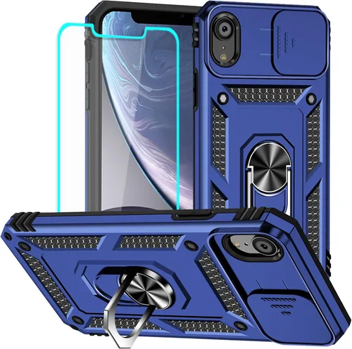 Vista 28 de HNHYGETE Funda para iPhone 12 Pro Max con protector de pantalla: [grado militar de 20 pies probada en caídas] Funda protectora para cámara Negro
