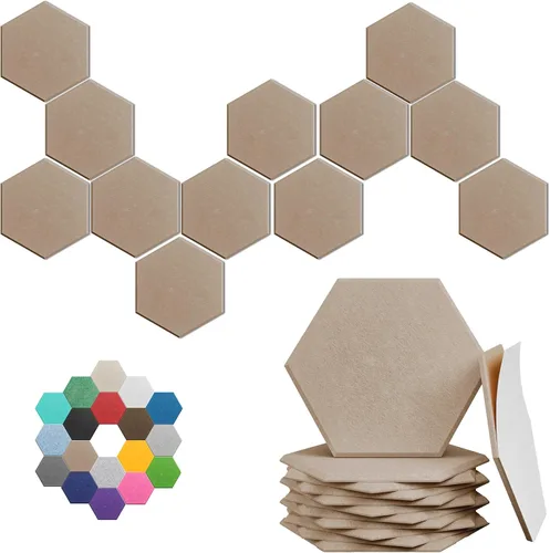 Vista 45 de Paneles hexagonales en forma de A, paquete de 12 paneles acústicos de alta densidad de 12 x 10 x 0.4 pulgadas para mejorar la reducción de ruido