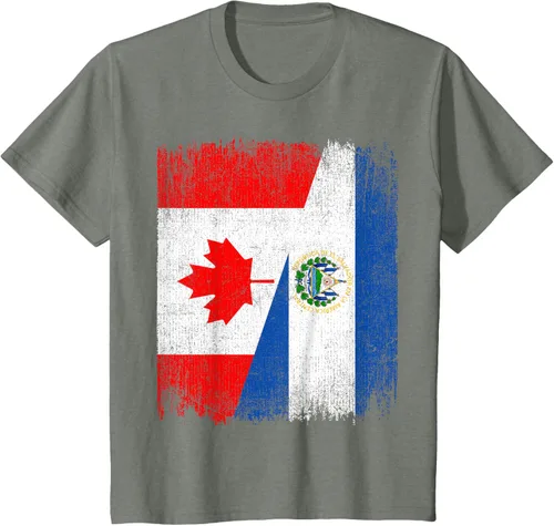 Vista 64 de Camiseta Half Canada El Salvador Flag Canadian Salvadoran Pride Roots