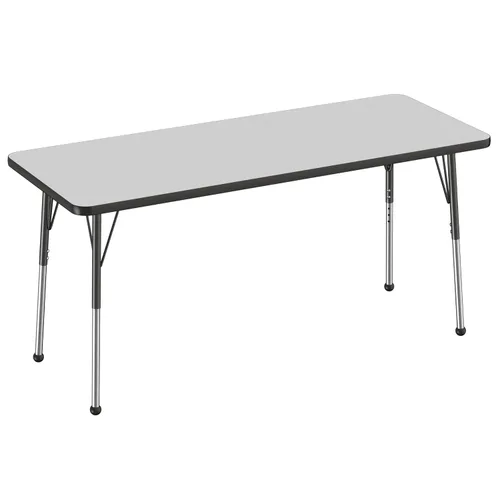 Vista 86 de FDP - Mesa rectangular para actividades escolares y de oficina (24 x 36 pulgadas), patas estándar con deslizadores giratorios, altura ajustable