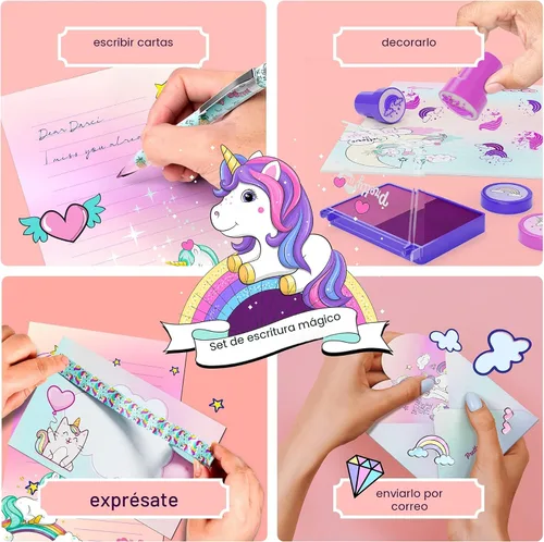 Vista 7 de Pretty Me Juego de Papelería de Unicornio para Niños - Regalos de Cumpleaños para Niñas de 6, 7, 8, 9, 10 a 12 Años - Kit de Arte para Escribir