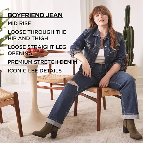 Vista 6 de Lee Jean boyfriend de tiro medio para mujer de talla grande