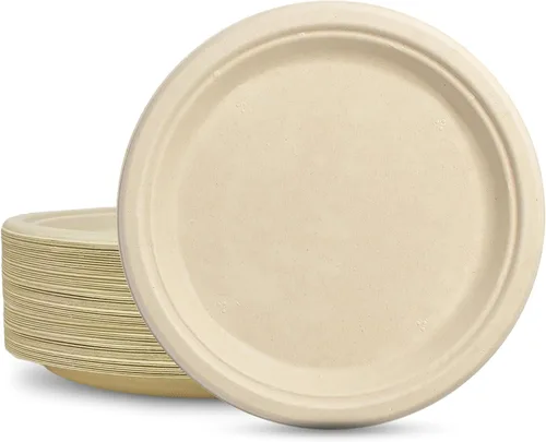 Vista 26 de ECO SOUL - Platos de papel compostables de 9 pulgadas (paquete de 200) biodegradables, resistentes, desechables, ecológicos para cena de Navidad