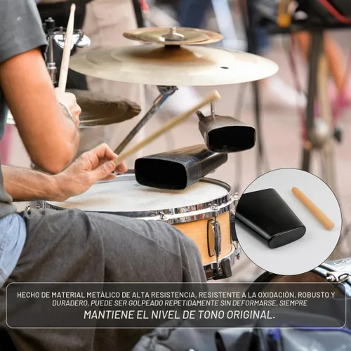 Vista 4 de Instrumento de percusión de 6 pulgadas CowBell Metal cencerro con mazo de madera fabricante de ruido musical kit de mano