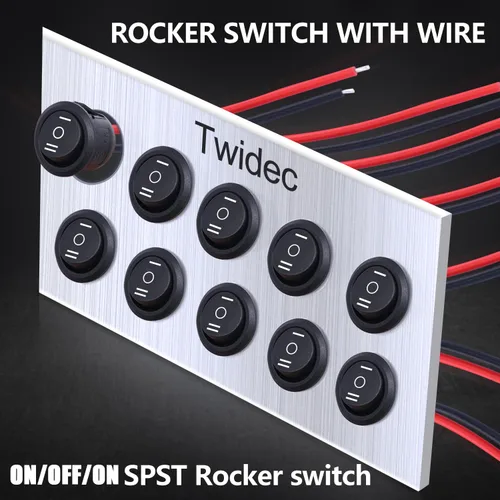 Vista 6 de Twidec/5 piezas Interruptor basculante redondo de 12V ON/OFF/ON AC 6A/250V 10A/125V SPST 3 pines 3 posiciones interruptor de palanca para coche