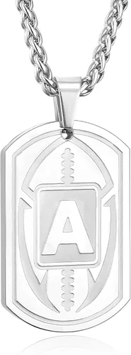 Vista 57 de Graduation Gifts - Football Initial Necklace for Men Boys Kids Teen Dog Tag Stainless Steel Black Letter Pendant Sport Football Athletes Jewelry