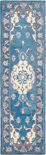 Vista 3 de SAFAVIEH Antiquity Collection - Alfombra de pasillo, 2 pies 3 pulgadas x 8 pies, azul y marfil, hecho a mano, lana oriental tradicional, ideal