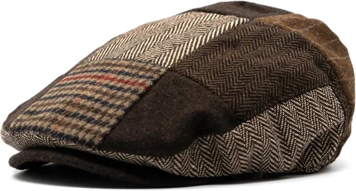 Vista 19 de Gorra plana clásica de retazos de espiga a cuadros Newsboy Ivy Hat