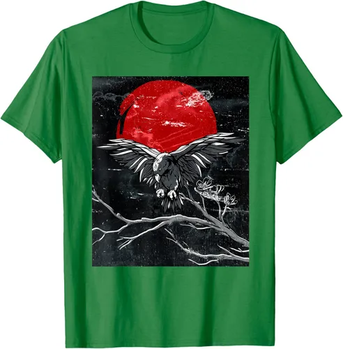 Vista 54 de Red Moon Raven - Camiseta japonesa de cuervo negro, Negro, S