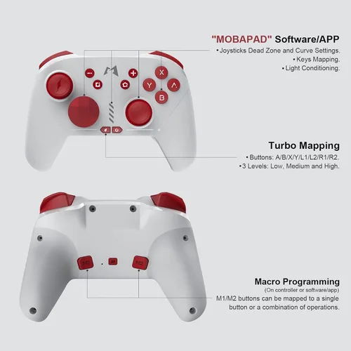 Vista 5 de MOBAPAD ChiTu Bluetooth Controller for SwitchSwitch OLEDSteam Deck, Hall Sensor Joystick&Mechanical Keys,Macro Programmable