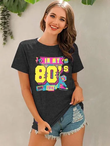 Vista 4 de Camisas de los años 80 para mujer, camiseta con estampado vintage de los años 80, ropa de fiesta casual de los años 80