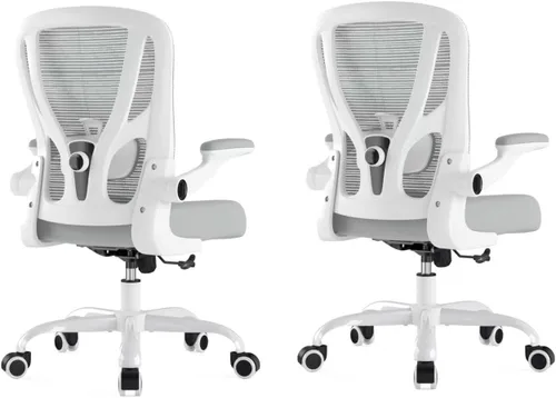 Vista 10 de Silla de oficina ergonómica de escritorio, silla de computadora de malla, silla de trabajo transpirable con ruedas, soporte lumbar ajustable, sillas