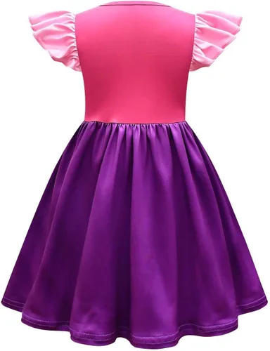 Vista 4 de Halloween Witchs Costume Flutter Sleeve Dress for Kids Girls Halloween Cosplay Outfit Summer Casual Party Dress