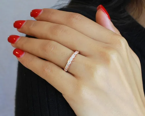 Vista 3 de CloseoutWarehouse Anillo de plata de ley 925 con circonita cúbica transparente (viene en colores)
