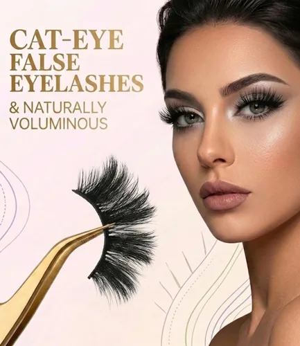 Vista 2 de Pestañas postizas naturales de visón 6D, aspecto dramático, pestañas postizas esponjosas, extensión de maquillaje, pestañas largas hechas a mano