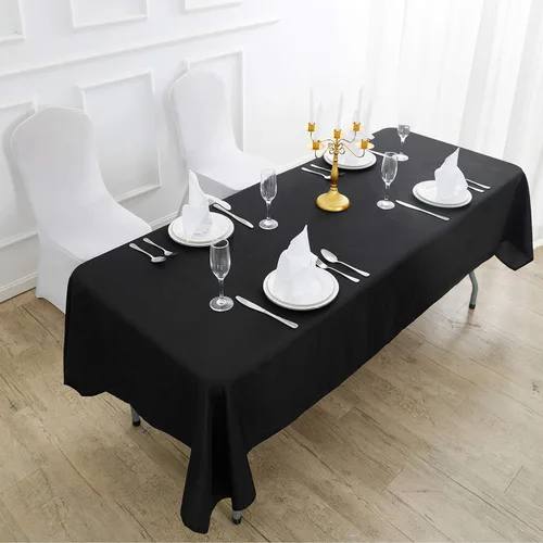 Vista 5 de Mantel rectangular de tela de poliéster lavable de 60 x 120 pulgadas, para decoración de bodas, fiestas, comedores, banquetes