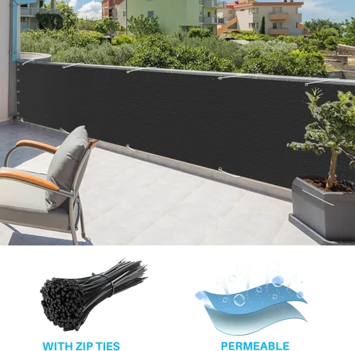 Vista 3 de Patio Pantalla de Privacidad para Balcón de 3' x 10', Cubiertas de Barandilla de Apartamento, Paneles de Valla para Exteriores, Valla Temporal