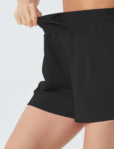 Vista 3 de THE GYM PEOPLE Pantalones cortos deportivos con cordón para mujer, cintura alta, pantalones cortos de entrenamiento de verano con bolsillos
