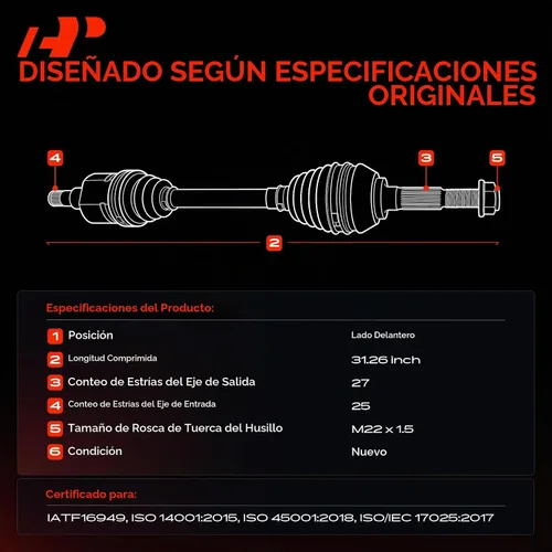 Vista 3 de A-Premium Par (2) Conjunto de eje delantero CV compatible con Subaru Impreza 2011-2014, Forester 2009-2013, XV Crosstrek 2013-2014, 2.0L 2.5L, lado