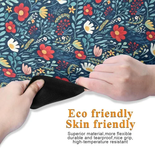 Vista 3 de Flowers Yoga Mat Non Slip Thick Kids Eco Friendly Rubber Workout Foldable Yoga Mat Women Exercise
