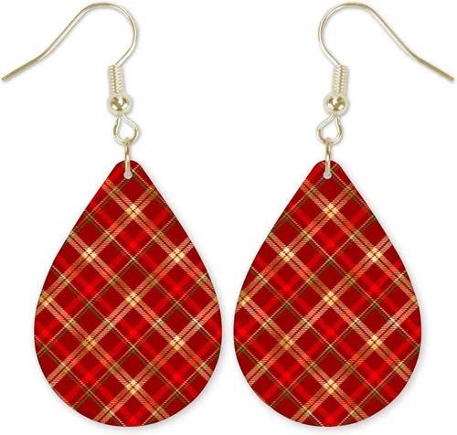 Vista 58 de Dangle Earrings for Women Colorful Dangling Drop Statement Jewelry Printed MDF Wood Teardrop Double Side Print Handmade by The Painted Pug