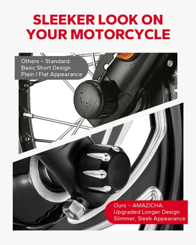 Vista 7 de Cubiertas para tuercas de eje delantero, tapas de tuerca de eje CNC compatibles con Harley Davidson Touring Dyna Sportster Trike Softail Street
