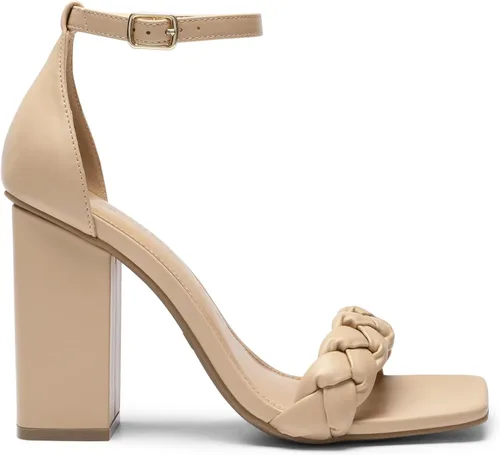 Vista 3 de DREAM PAIRS - Sandalias de tacón cuadrado para mujer, con tira trenzada de tobillo y punta abierta, zapatos de tacón alto para fiestas, bodas